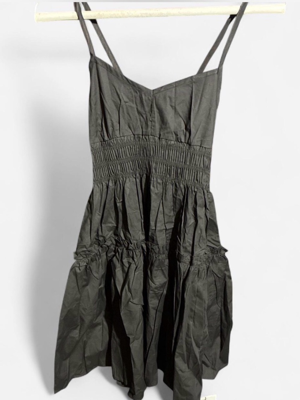 Black Smocked Waist Mini Dress with Spaghetti Straps
